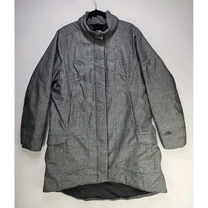 The North Face Women's XL Insulated Parka Jacket Gray Herringbone